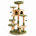 Arbre à chat en bois avec sisal et peluche synthétique verte, 150 cm