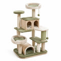 Arbre à Chat en Bois et Sisal avec Plates-formes Vertes et Beiges