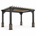 Pergola en aluminium et bois composite noir 300x360x230 cm