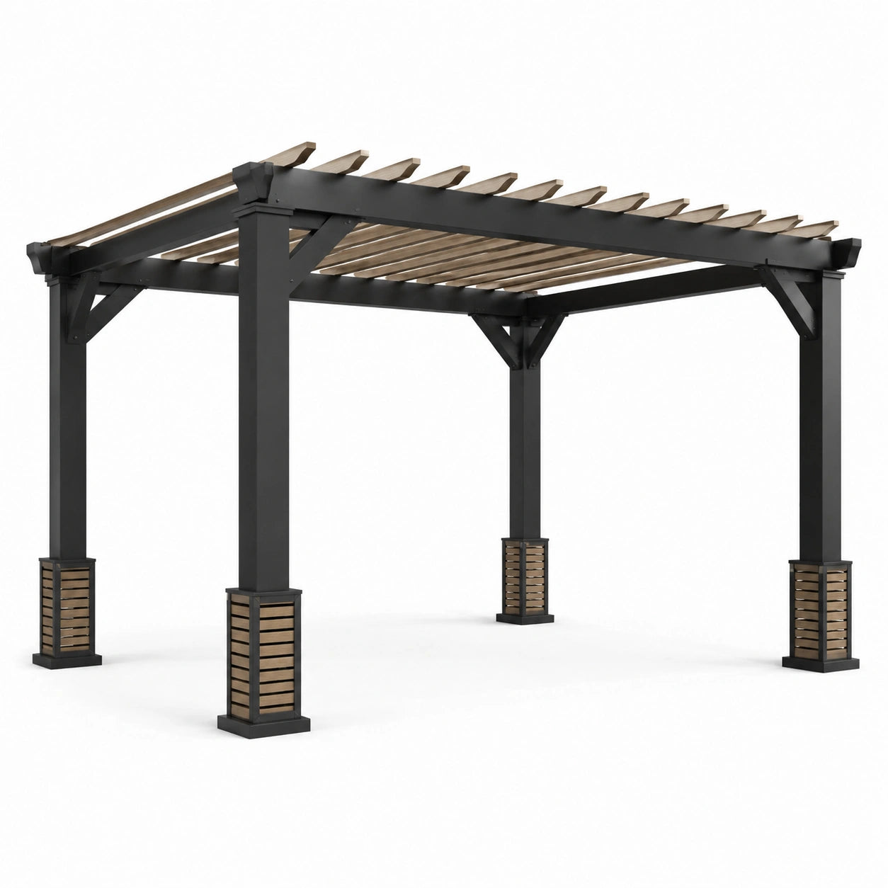 Pergola en aluminium et bois composite noir 300x360x230 cm