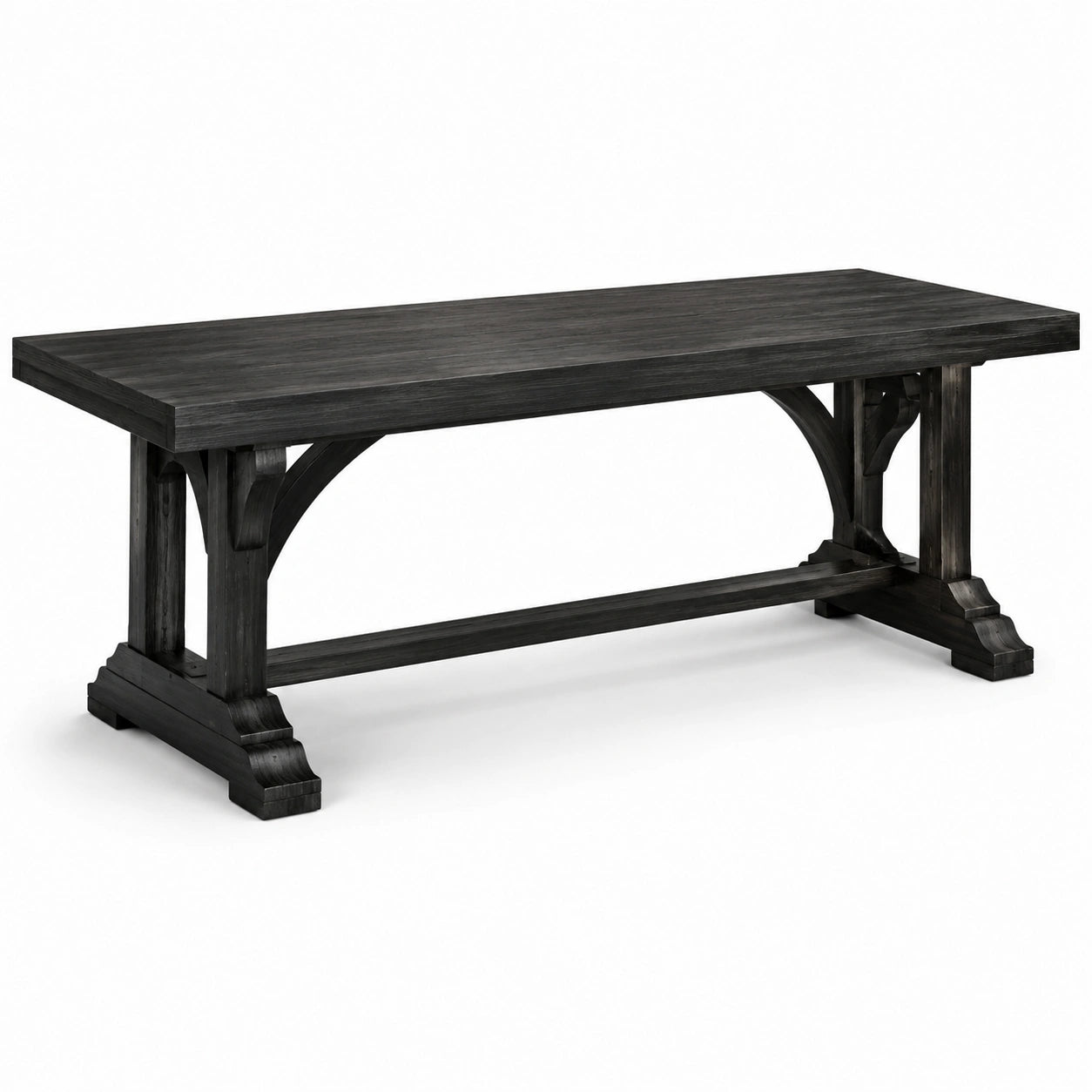 Table à manger rectangulaire en bois avec pieds en croix, noir 200 x 100 x 75 cm