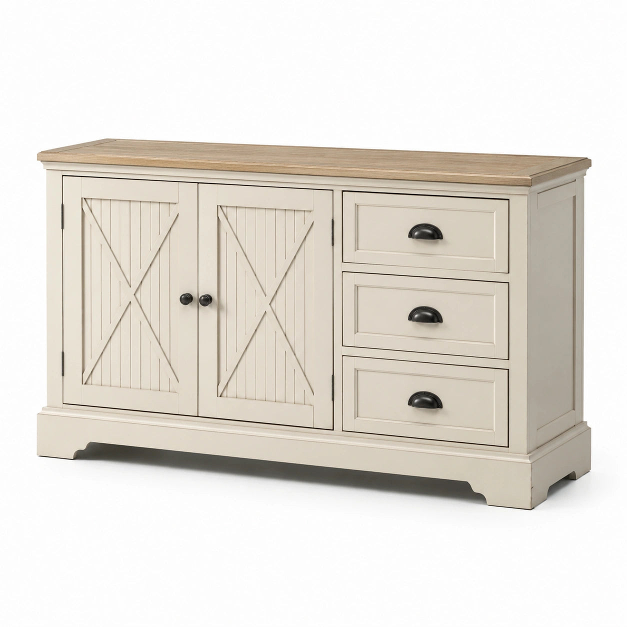 Buffet en bois et MDF avec tiroirs et portes 135x40x80 cm