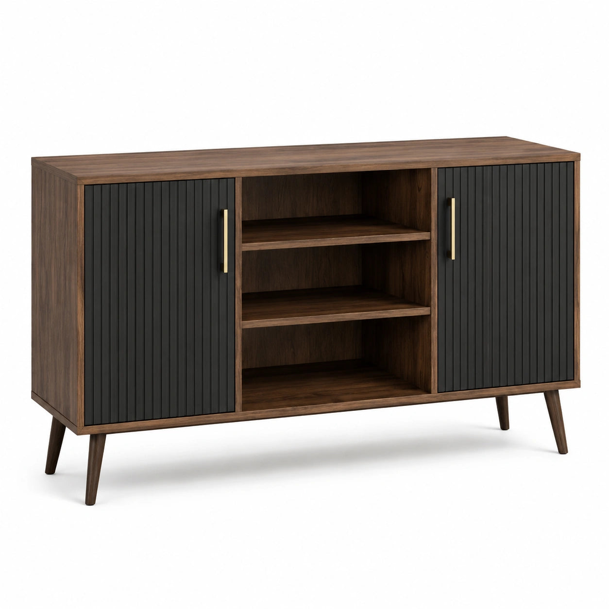 Buffet en bois avec portes en MDF noir 120x40x80 cm