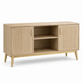 Buffet en bois avec portes et étagères chêne clair et doré 120x40x75 cm