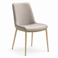Chaise de salle à manger en cuir synthétique beige avec pieds en métal doré