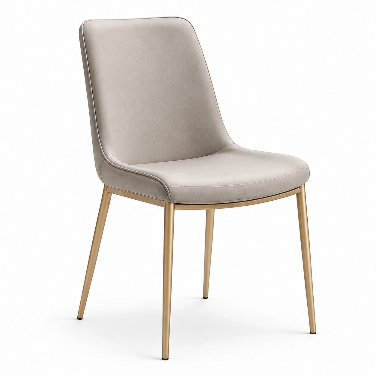 Chaise de salle à manger en cuir synthétique beige avec pieds en métal doré