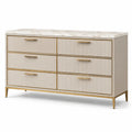 Commode en bois avec plateau en marbre beige