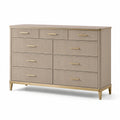 Commode en bois MDF beige avec poignées dorées